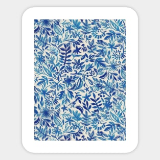 Floating Garden - a watercolor pattern in blue Sticker